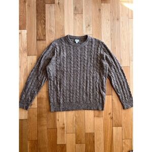 J. Crew Wool Blend Cable Knit Fisherman Pullover Sweater Brown Mens Size XL